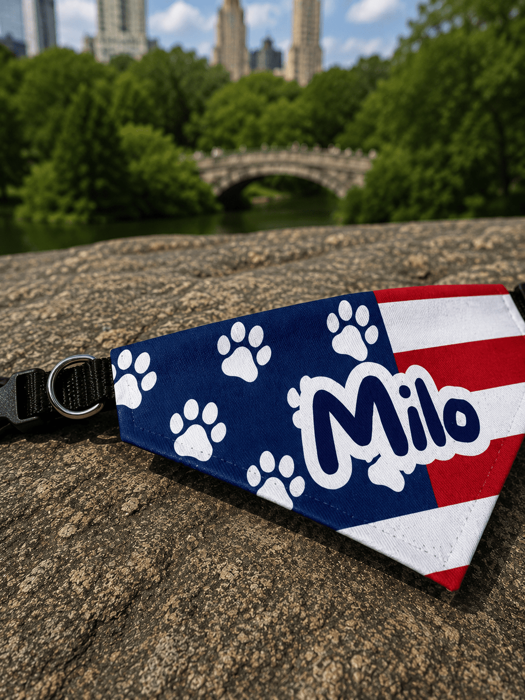 Pawtriot Bandana | Personalized American Flag Dog Bandana, Paw Print USA Pet Accessory custom personalized gift - AURIA CUSTOM PRINTS