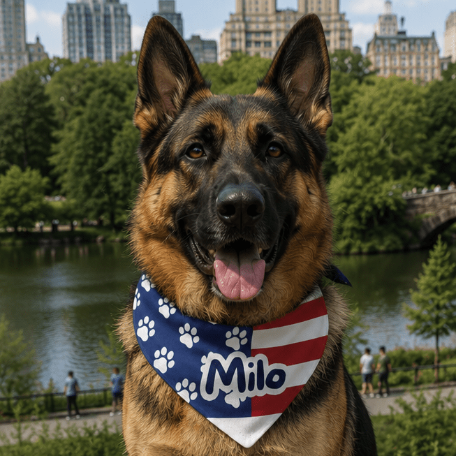 Pawtriot Bandana | Personalized American Flag Dog Bandana, Paw Print USA Pet Accessory custom personalized gift - AURIA CUSTOM PRINTS