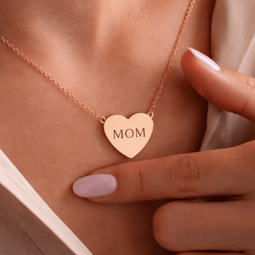Personalized Engraved Heart Necklace | Custom Text Pendant custom personalized gift - AURIA CUSTOM PRINTS