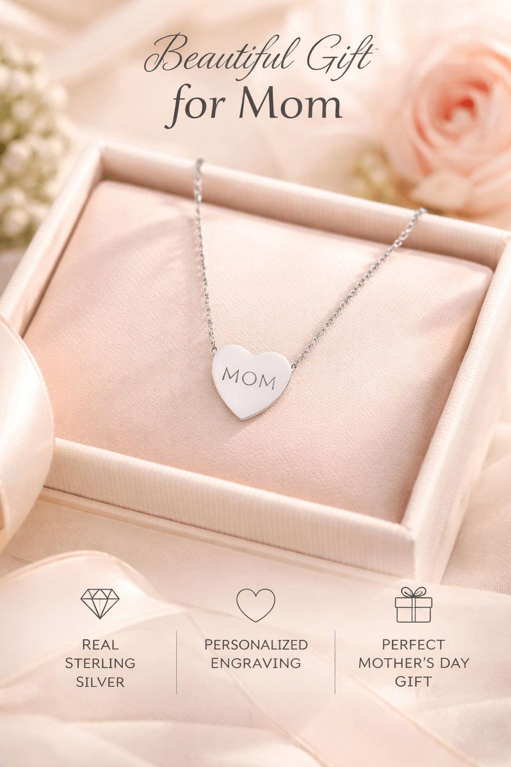 Personalized Engraved Heart Necklace | Custom Text Pendant custom personalized gift - AURIA CUSTOM PRINTS