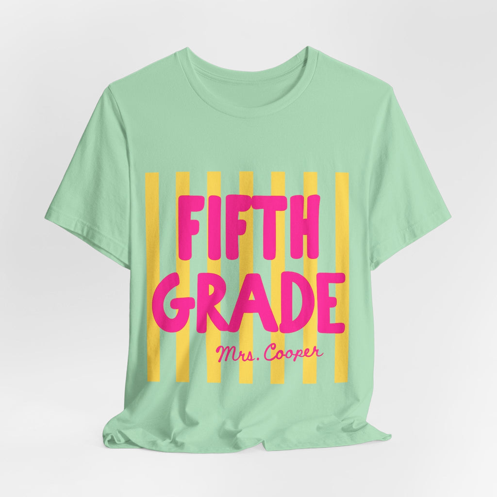Personalized Grade & Name Teacher Shirt – Custom Striped Tee custom personalized gift - AURIA CUSTOM PRINTS