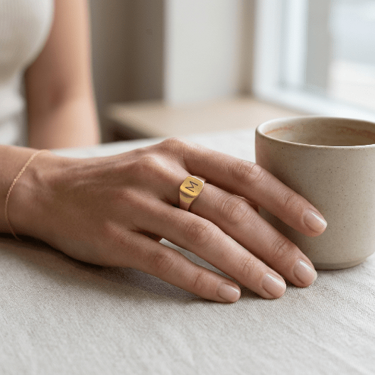Personalized Initial Signet Ring | Custom Engraved Gold Ring | Gift for Her or Him custom personalized gift - AURIA CUSTOM PRINTS