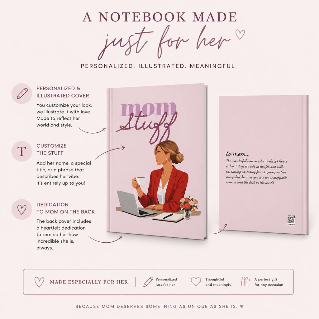 Personalized Mom Notebook | Custom Pink Journal with Name & Message, Mom Gift Notebook custom personalized gift - AURIA CUSTOM PRINTS