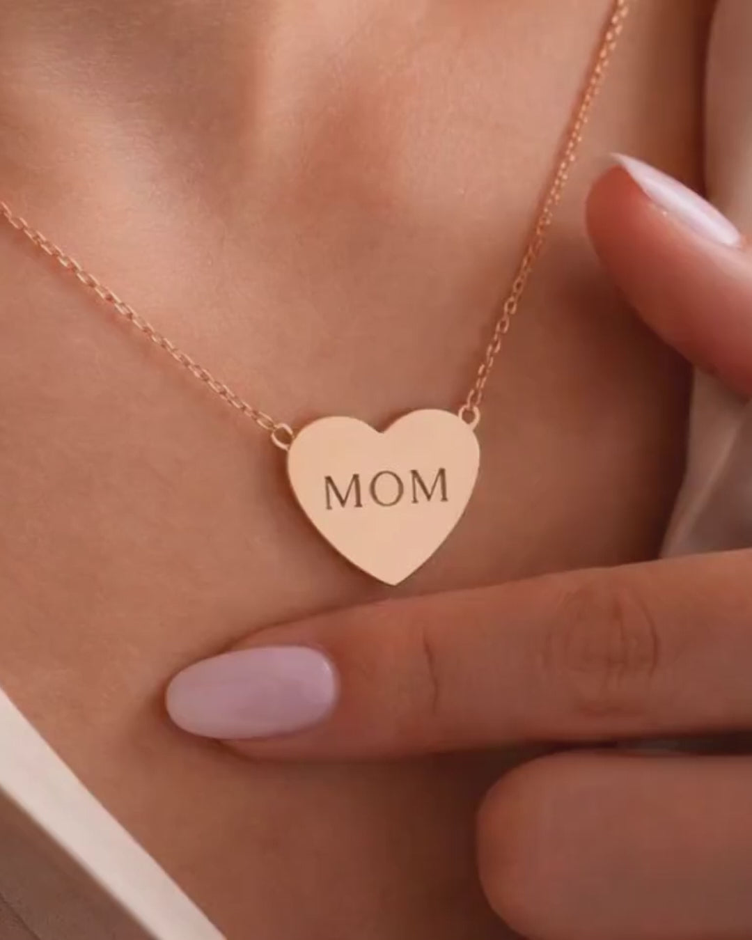 Gold heart necklace in gift box for mom, elegant personalized jewelry, mothers day gift idea, romantic aesthetic jewelry photo