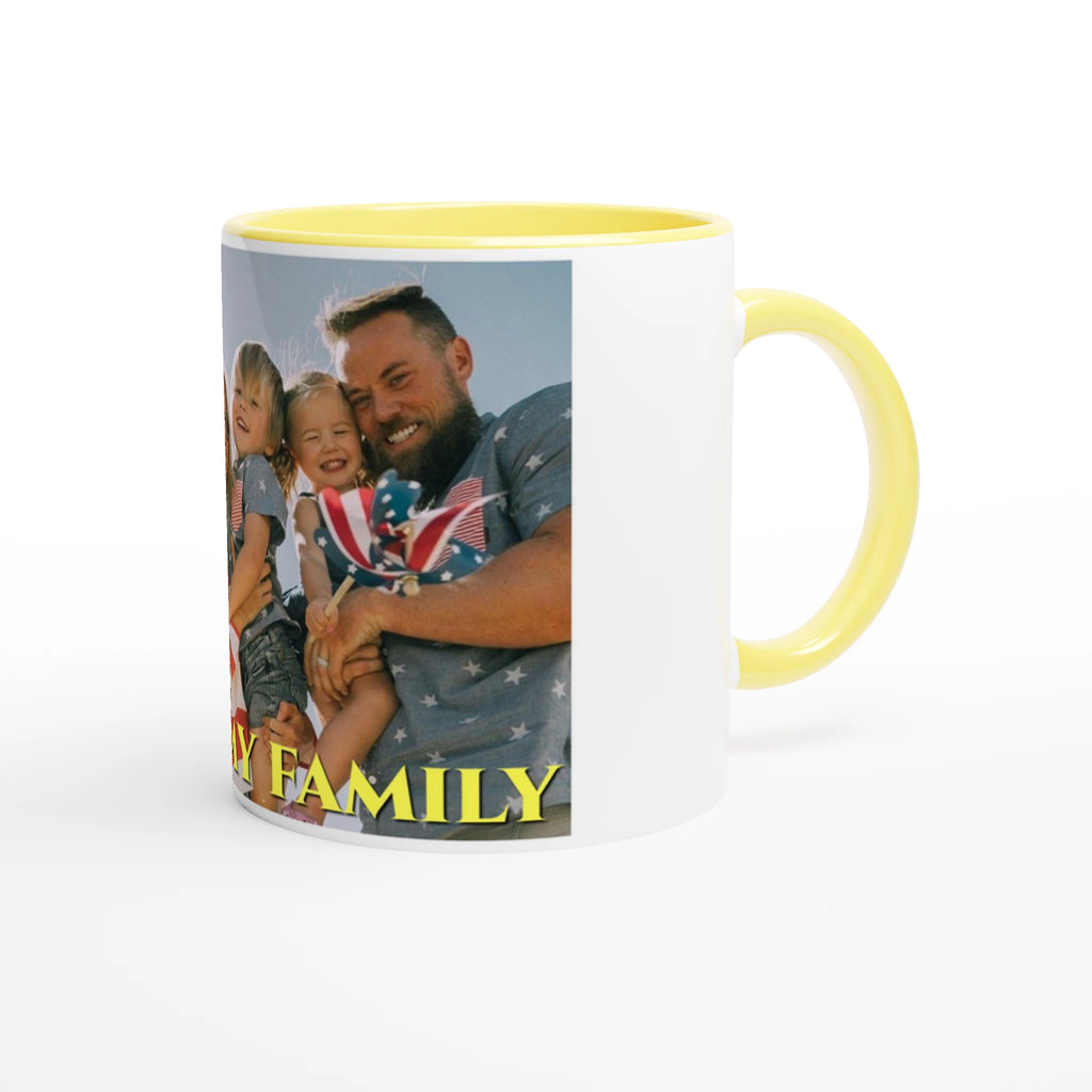 Close-up of the colored rim and glossy finish, showing the vibrant quality of the custom print.